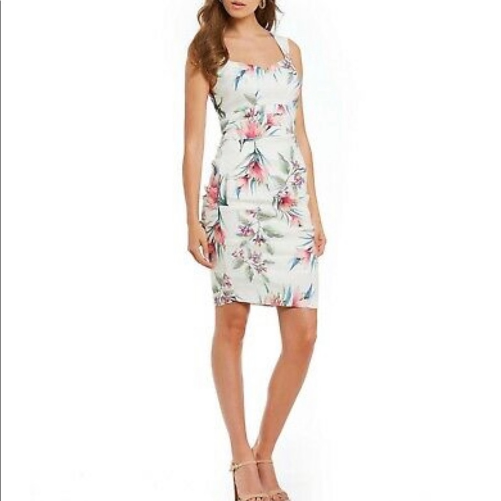 Nicole Miller White Floral Sheath Dress
